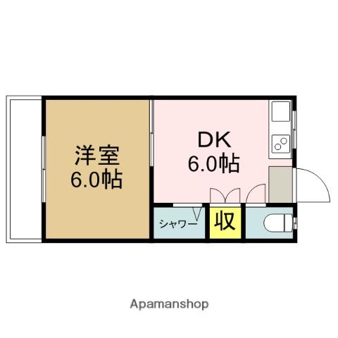 ウォーレン五月(1DK/2階)の間取り写真