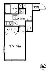 ニューソフィスリー弦巻(1K/1階)の間取り写真