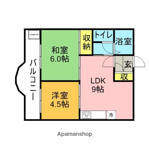パレス葵(2LDK/3階)の間取り写真
