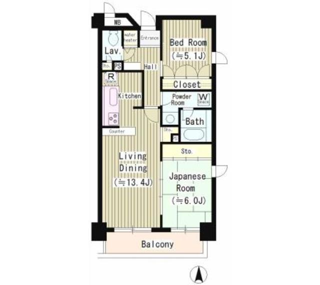 アミ浜田山(2LDK/1階)の間取り写真