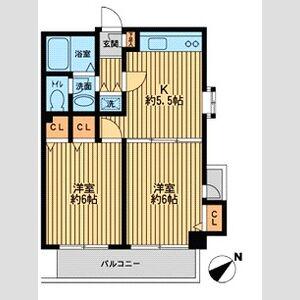 プライムアーバン新宿落合(2K/1階)の間取り写真