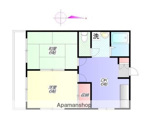 ヴィラホワイト本橋(2DK/2階)の間取り写真