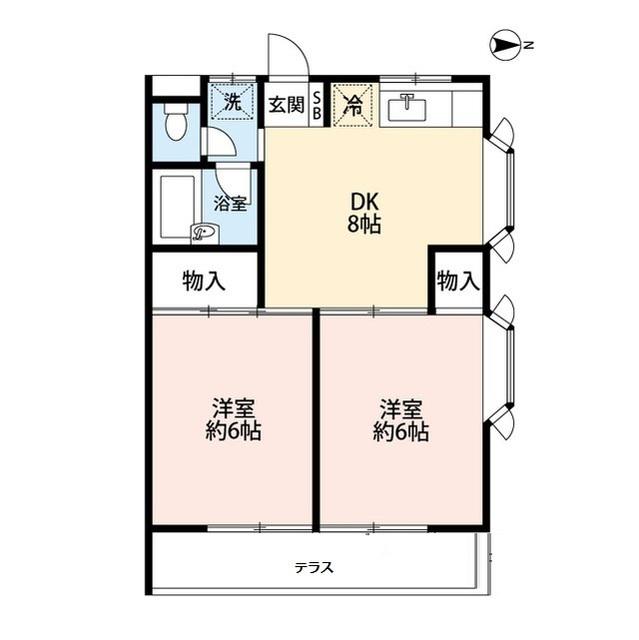 サンハイム(2DK/1階)の間取り写真