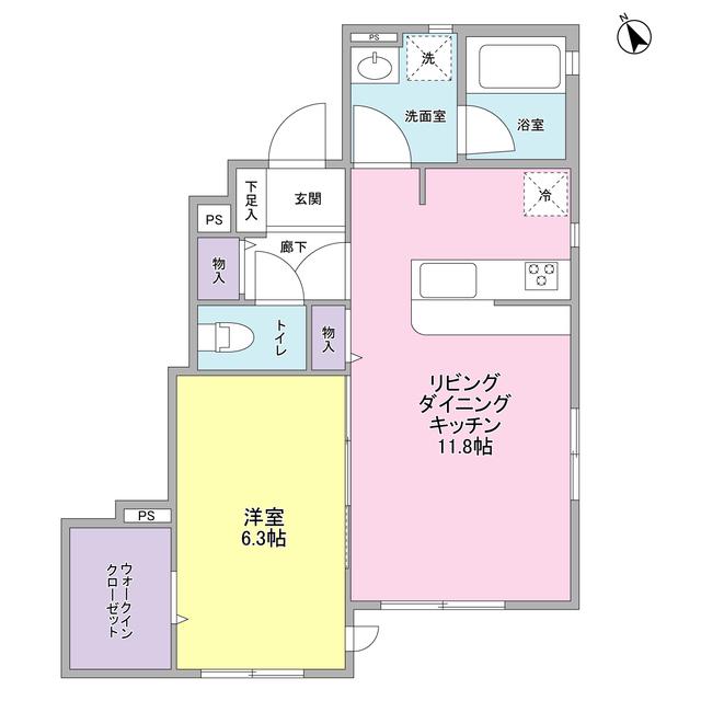 オクタプル等々力(1LDK/1階)の間取り写真