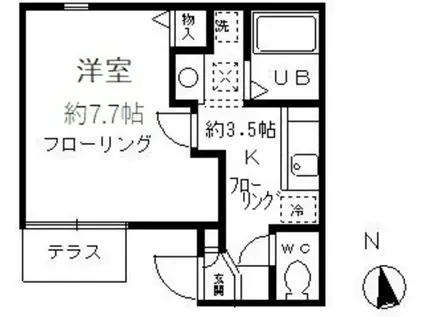 クレール国分寺(1K/1階)の間取り写真