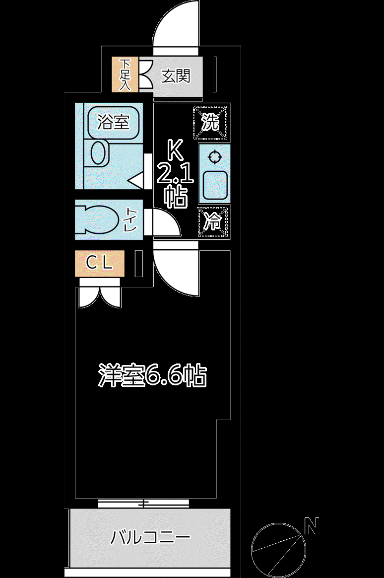 ラクラス杉並方南町(1K/2階)の間取り写真