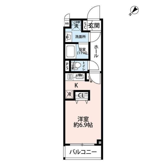 プレール・ドゥーク学芸大学Ⅱ(ワンルーム/1階)の間取り写真