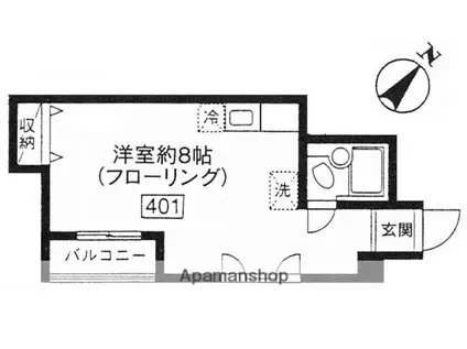 エムビル(ワンルーム/4階)の間取り写真