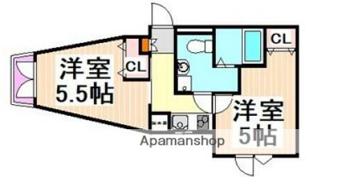 ラポルタイズミ(2K/2階)の間取り写真