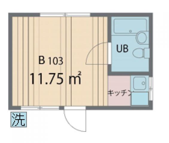 ポルシェ世田谷駒沢AB棟(ワンルーム/1階)の間取り写真