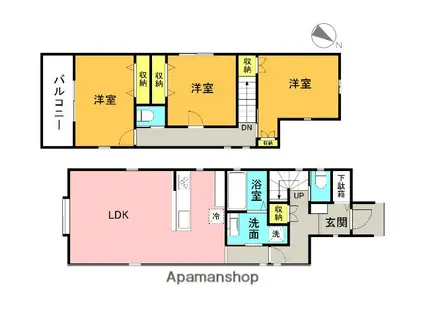 中央本線 西荻窪駅 徒歩23分 2階建 築4年(3LDK)の間取り写真