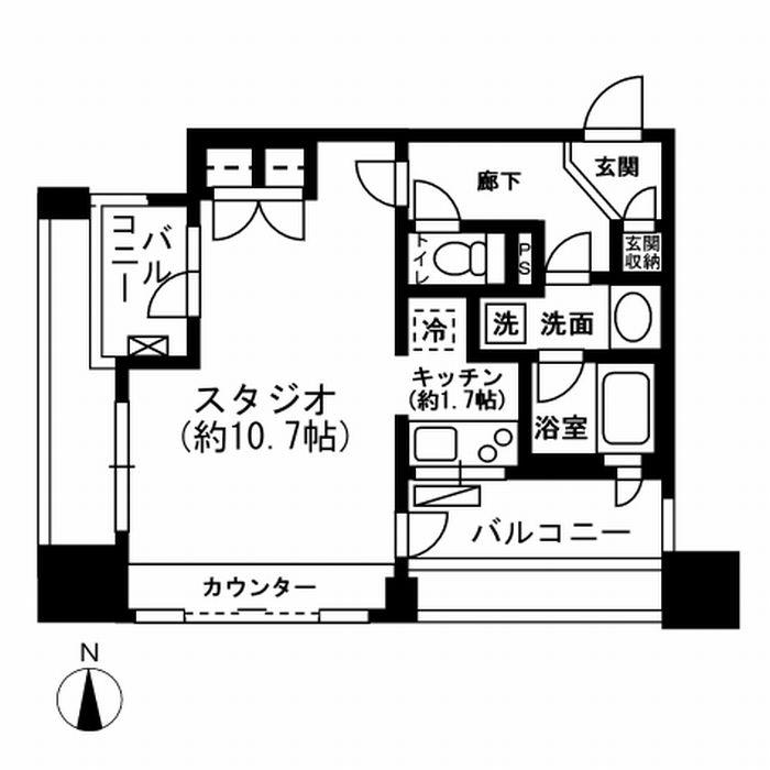 レジディア市ヶ谷(ワンルーム/4階)の間取り写真