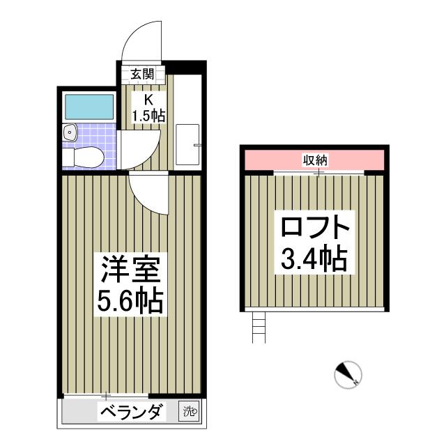 クレマチス(1K/2階)の間取り写真