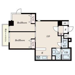 エスパシオ内藤町(2LDK/1階)の間取り写真