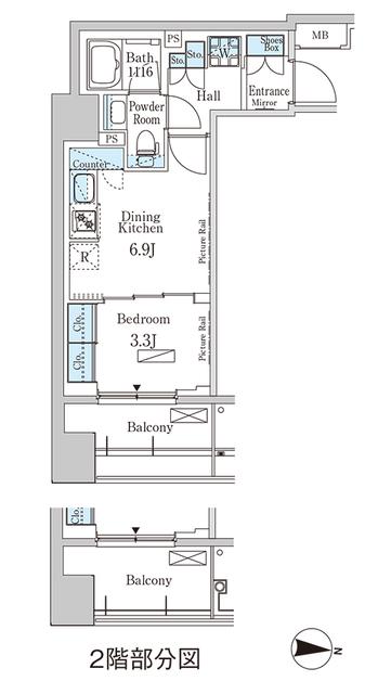 パークアクシス神楽坂・早稲田通(1DK/13階)の間取り写真