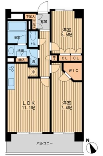 HF若林公園レジデンス(2LDK/3階)の間取り写真