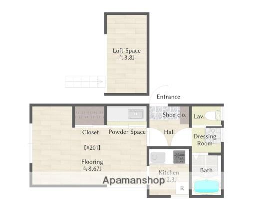 FONTINUE KICHIJOJI(1K/2階)の間取り写真