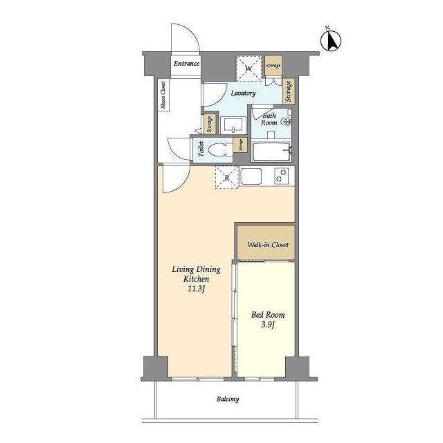 ジニア新宿中落合(1LDK/B1階)の間取り写真