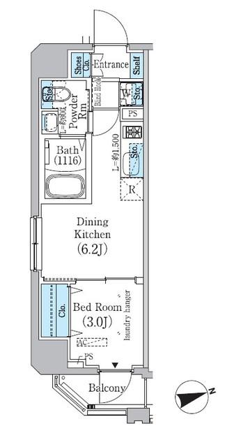 プライムブリス東中野駅前(1DK/7階)の間取り写真