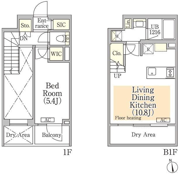 イプセ神楽坂(1LDK/1階)の間取り写真