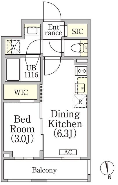 イプセ神楽坂(1DK/2階)の間取り写真
