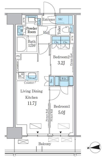 パークアクシス新宿百人町(2LDK/5階)の間取り写真
