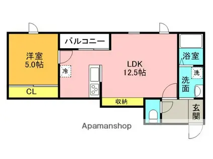 IMAGAWA MID GARDEN SUITE(1LDK/1階)の間取り写真