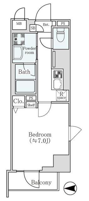 グランドレジデンス三鷹(1K/9階)の間取り写真
