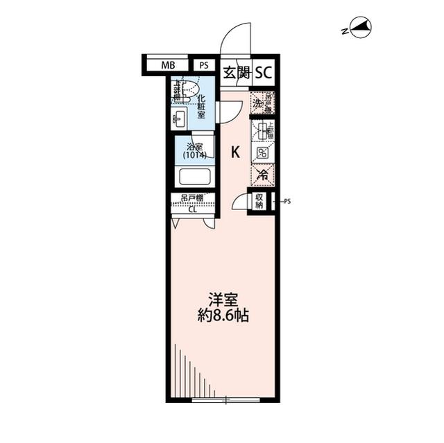 プレール・ドゥーク中野上高田(ワンルーム/1階)の間取り写真