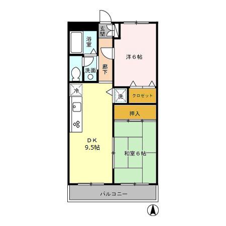 グレイスコート(2LDK/2階)の間取り写真