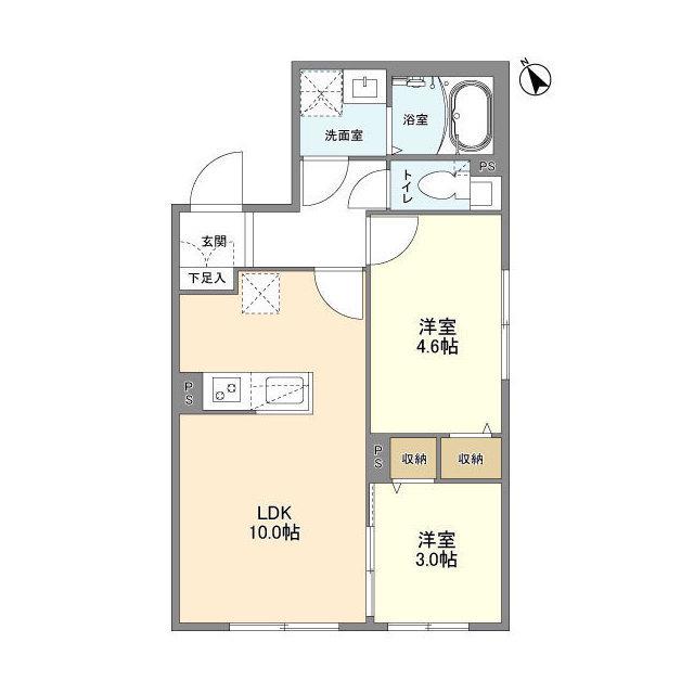 ウェルスクエア二子玉川(2LDK/1階)の間取り写真