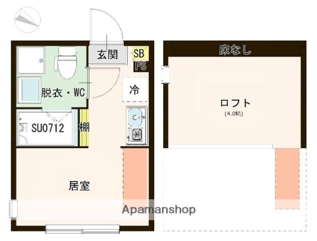 ハーモニーテラス白鷺Ⅱ(ワンルーム/2階)の間取り写真