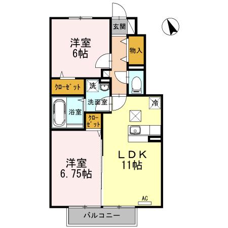 パークアベニューII(2LDK/1階)の間取り写真