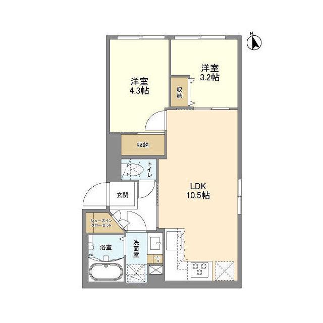 ウェルスクエア新宿戸山(2LDK/2階)の間取り写真