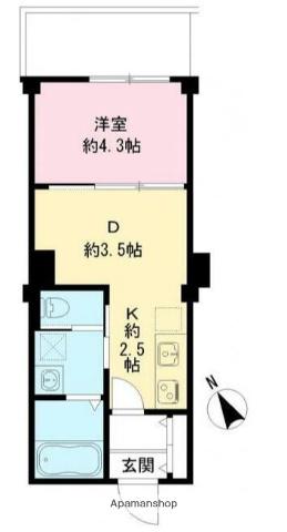 つむぎの杜 西荻みなみ(1DK/2階)の間取り写真