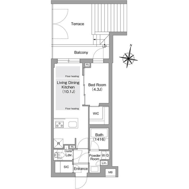 コンフォリア・リヴ東中野(1LDK/B1階)の間取り写真