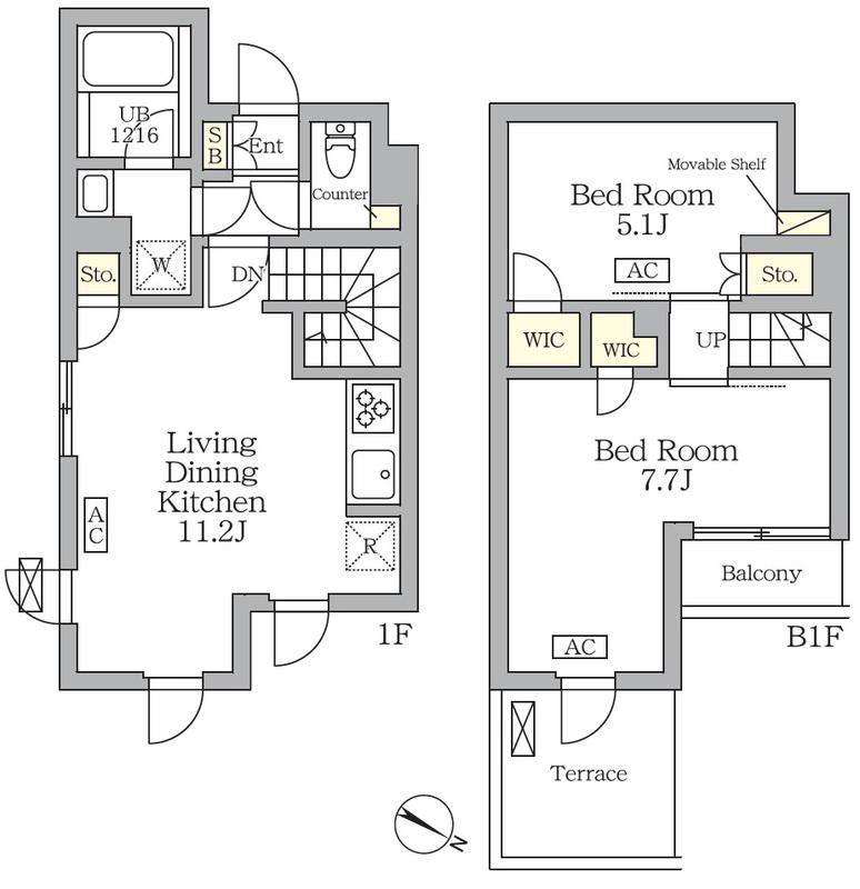 アジールコート三宿テラス(2LDK/1階)の間取り写真
