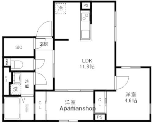 マリオン杉並(2LDK/4階)の間取り写真