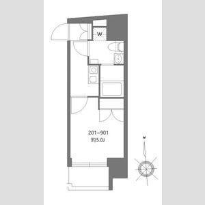 シティーウォーク練馬(1K/2階)の間取り写真
