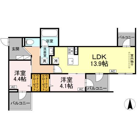 セレスティア中野上高田(2LDK/3階)の間取り写真