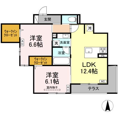 セレスティア中野上高田(2LDK/1階)の間取り写真