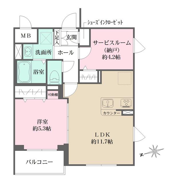 LA PERLA 桜新町(1SLDK/1階)の間取り写真