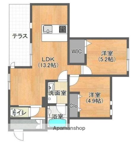 日向テラスKUGAYAMA(2LDK/1階)の間取り写真