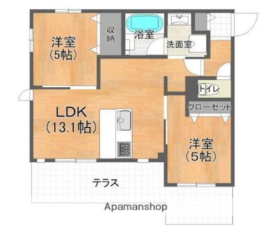 日向テラスKUGAYAMA(2LDK/1階)の間取り写真
