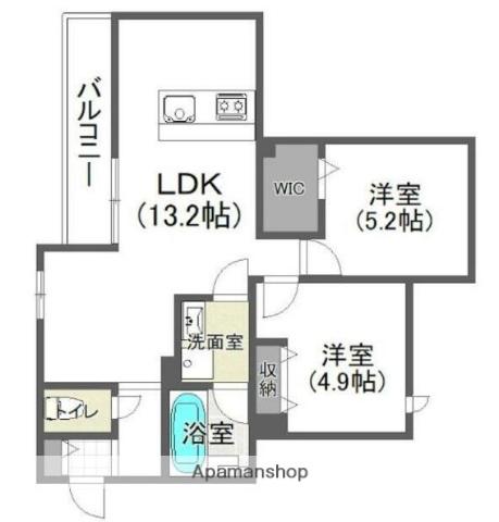 日向テラスKUGAYAMA(2LDK/2階)の間取り写真