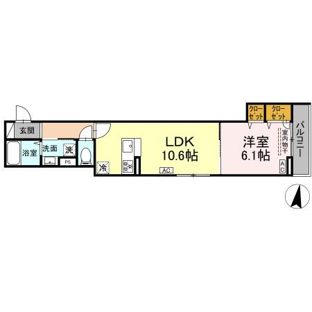 セレスティア向山(1LDK/3階)の間取り写真