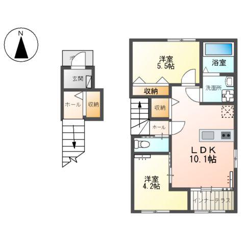 グラーティア(2LDK/2階)の間取り写真