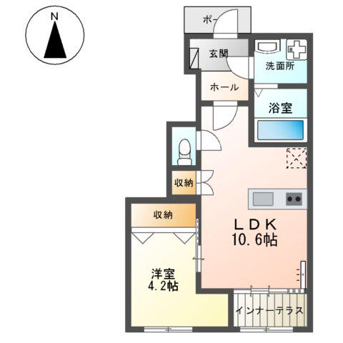 グラーティア(1LDK/1階)の間取り写真