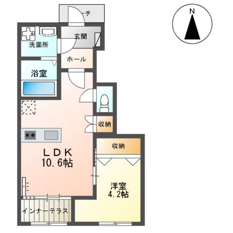 グラーティア(1LDK/1階)の間取り写真