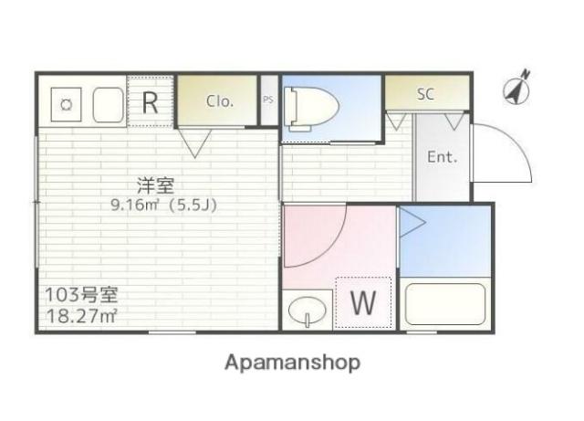 グランビル中野白鷺(ワンルーム/1階)の間取り写真